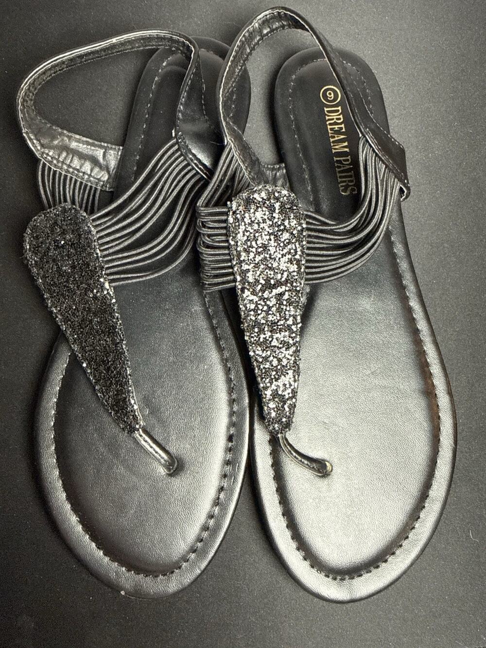 Dream Pairs Sparkly T Strap Flats sandals Women’s 9